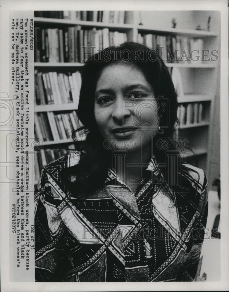 1975 Press Photo Dr.Barbara Guillory Black Sociologist and Active Feminism. - Historic Images