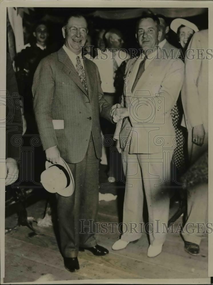 1936 Press Photo Col Frank Knox GOP VP candidate & Raymond Springer in IND - Historic Images
