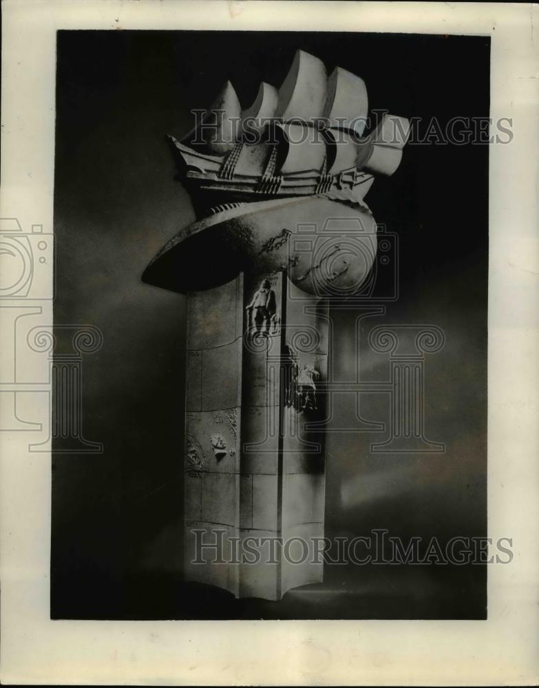 1938 Press Photo Model of New Sweden Monument by Carl Milles. - nee83966 - Historic Images