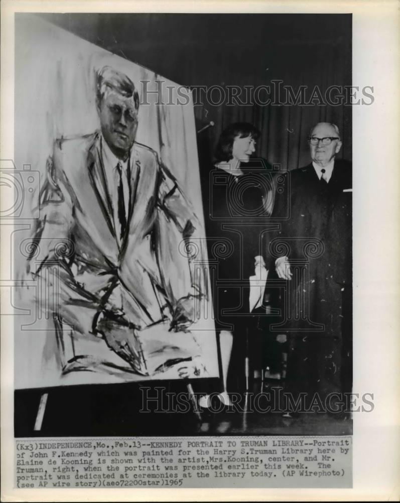 1965 Wire Photo Kennedy portrait by de Kooning at Truman Library  - cvw12766 - Historic Images