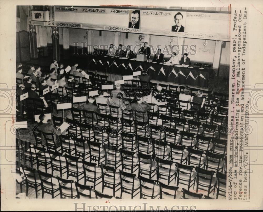 1949 Press Photo Thomas I.Emerson, addressing the Henry Wallace Conference - Historic Images