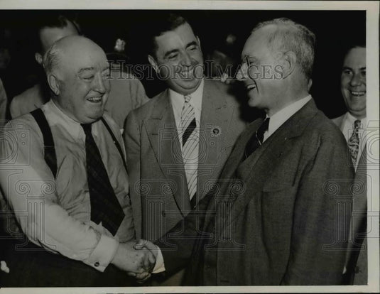 1936 Press Photo Gov. Alfred M. Landon and Edwin Moore, Republican Leader. - Historic Images