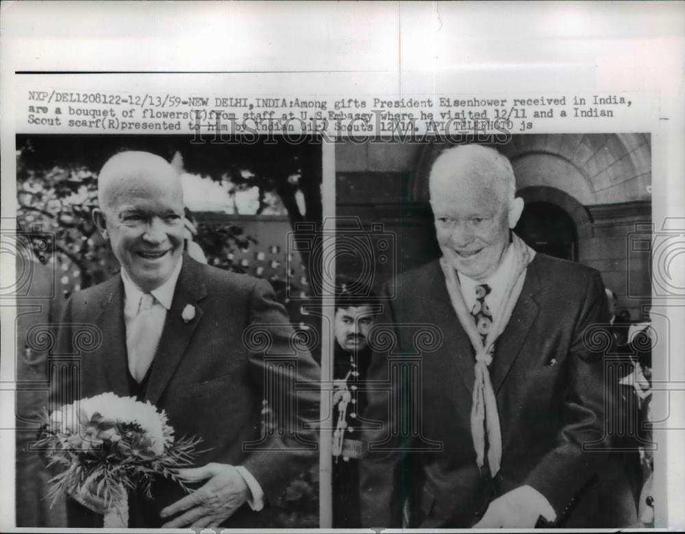 1959 Press Photo President Eisenhower at US Embassy in New Delhi India - Historic Images