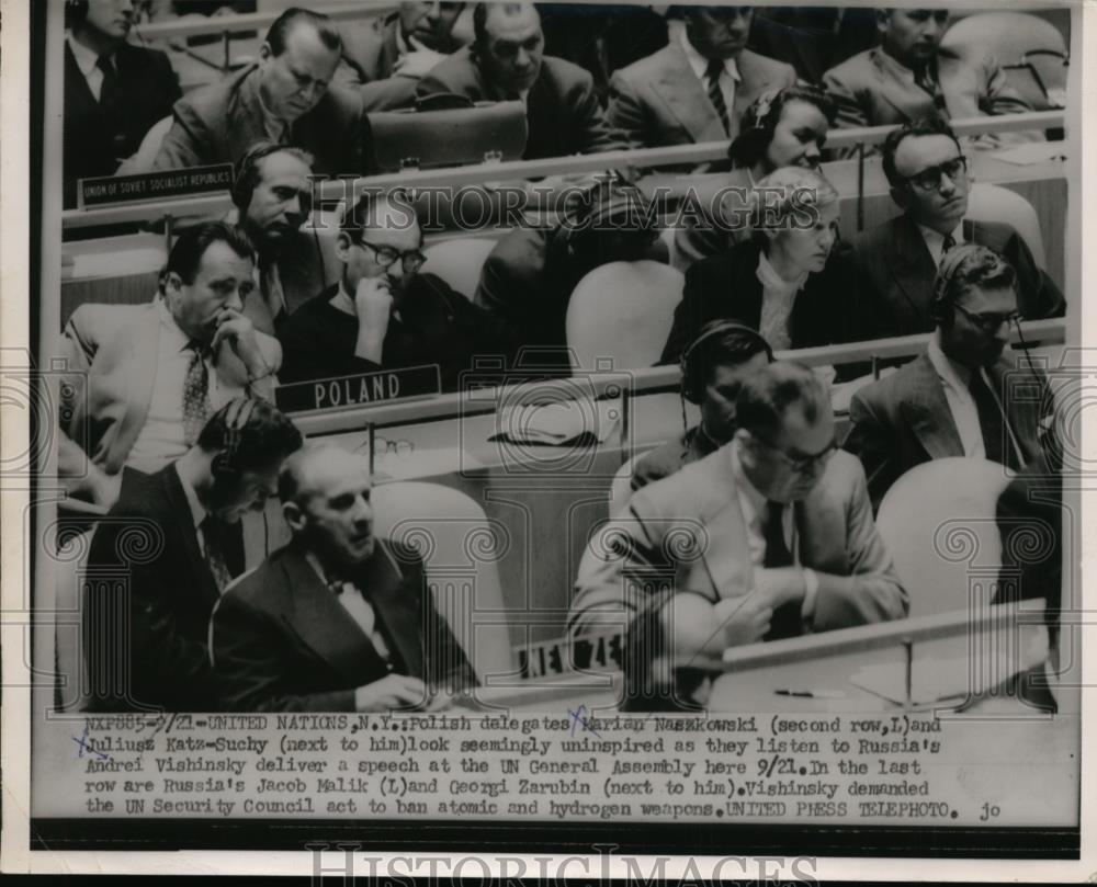 1953 Press Photo UN Polish delegates Marian Naszkowski,Juliusz Katz-Suchy - Historic Images