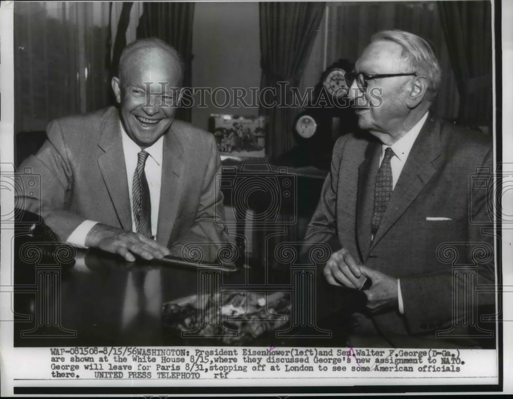 1956 Press Photo President Eisenhower & Senator Walter George of Ga - nee84917 - Historic Images