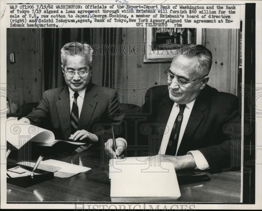1962 Press Photo Export-Import Bank & Bank of Toyko George Docking, S Yokohama - Historic Images