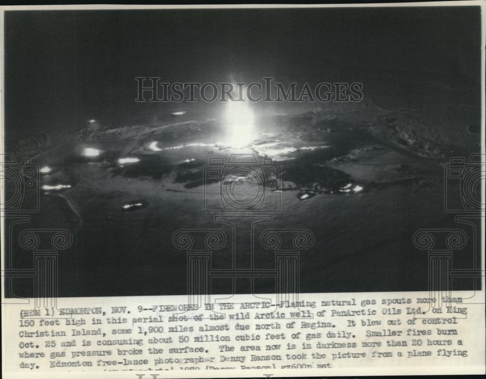 1970 Wire Photo The flaming natural gas spouts at the wild Arctic - cvw10020 - Historic Images
