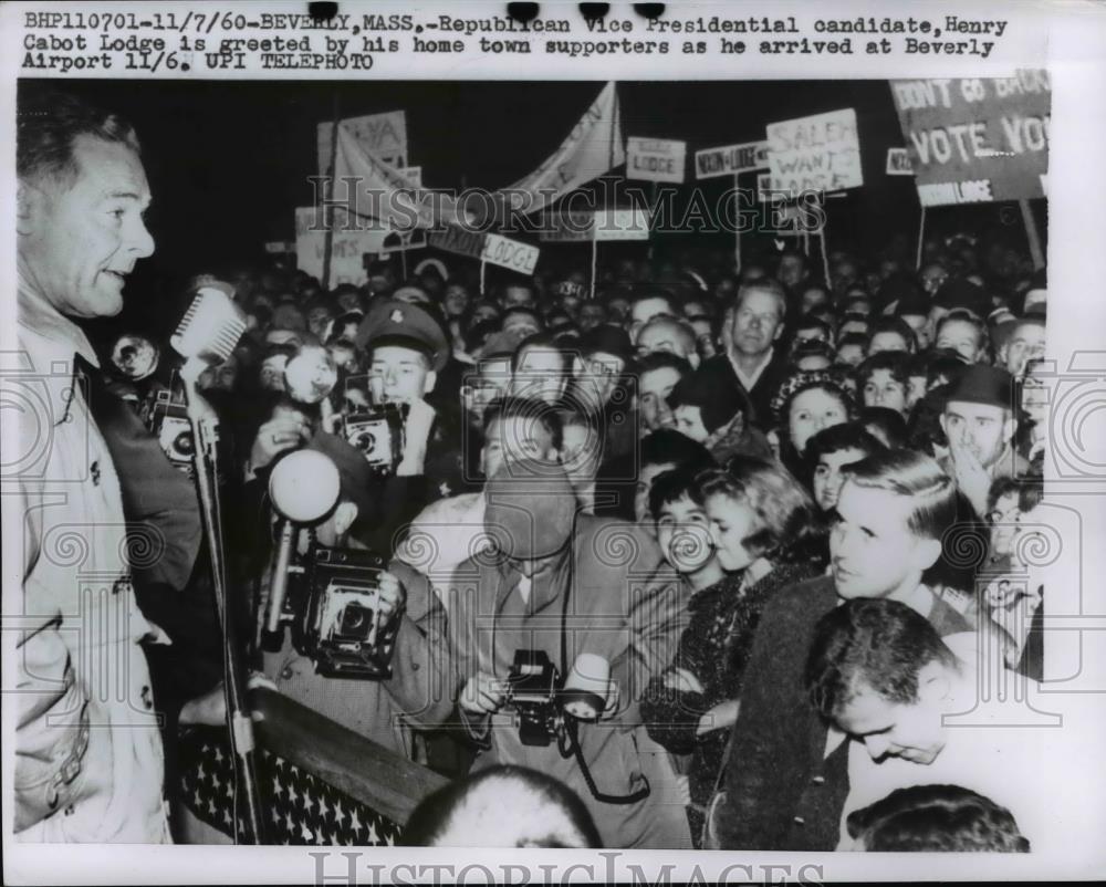 1960 Press Photo Vice Presidential candidate Henry Cabot Lodge in Beverly Mass - Historic Images