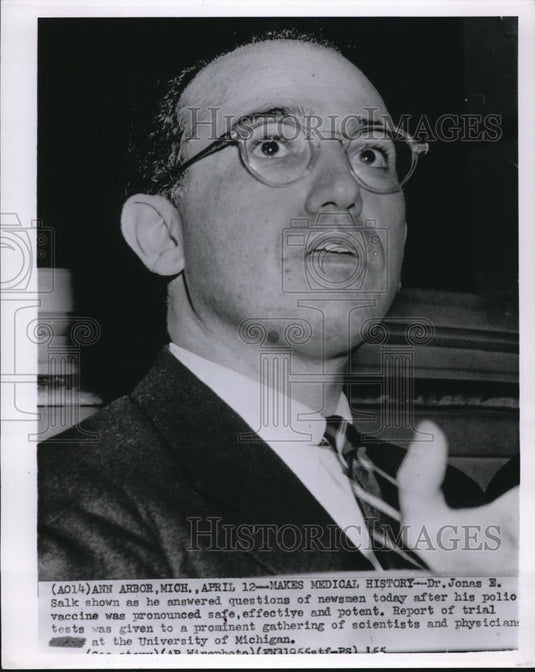 1955 Wire Photo Dr. Jonas Salk at the University of Michigan - cvw06448 - Historic Images