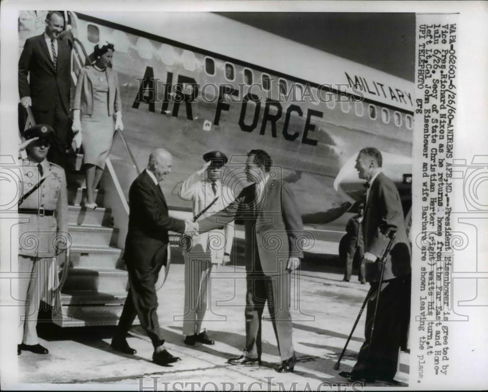 1960 Press Photo President Eisenhower &amp; VP Richard Nixon. Christian Herter - Historic Images