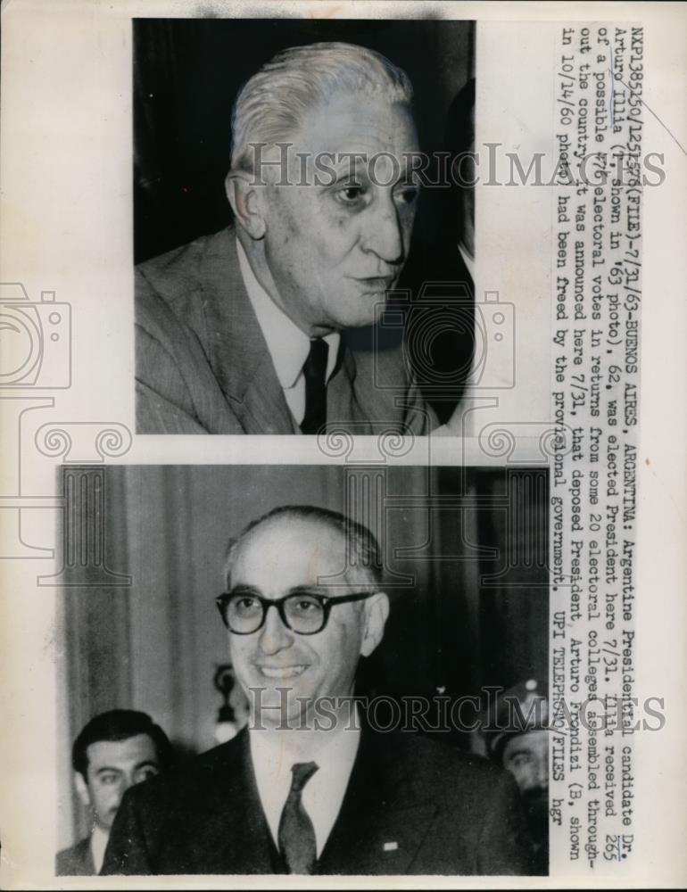 1963 Press Photo Argentine President candidate Dr Arturo Illia in Buenos Aires - Historic Images