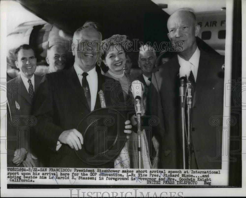 1956 Press Photo President Eisenhower & VP Richard Nixon, Harold Stassen - Historic Images