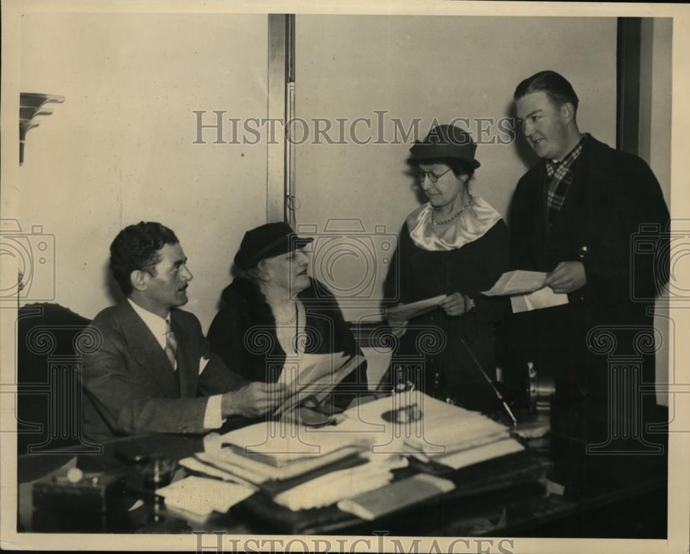 1935 Press Photo Emil K Eliis,Mrs.Oliver Harriman, Frances Jacobs,Carl Ohlander - Historic Images