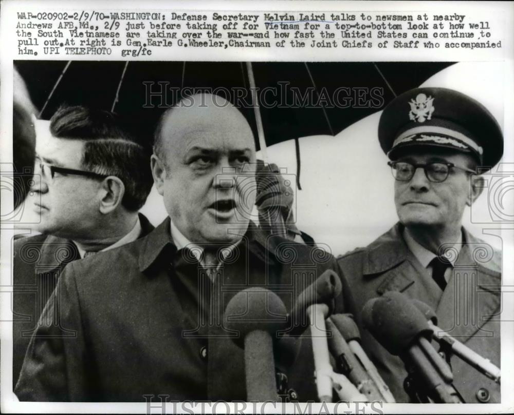 1970 Press Photo Melvin Laird, Sec.of Defense at St. Andrews AFB. Md. - Historic Images