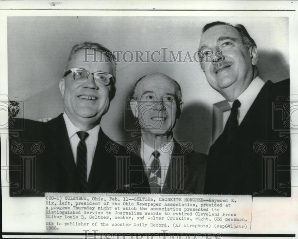 1966 Wire Photo Raymond Dix, Louis Seltzerr and Walter Cronkite - cvw06104 - Historic Images