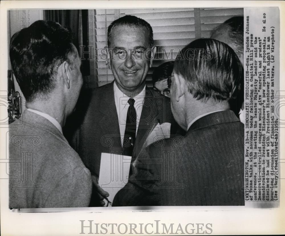 1958 Wire Photo Sen.Lyndon Johnson Talks with Newsmen - cvw14032 - Historic Images