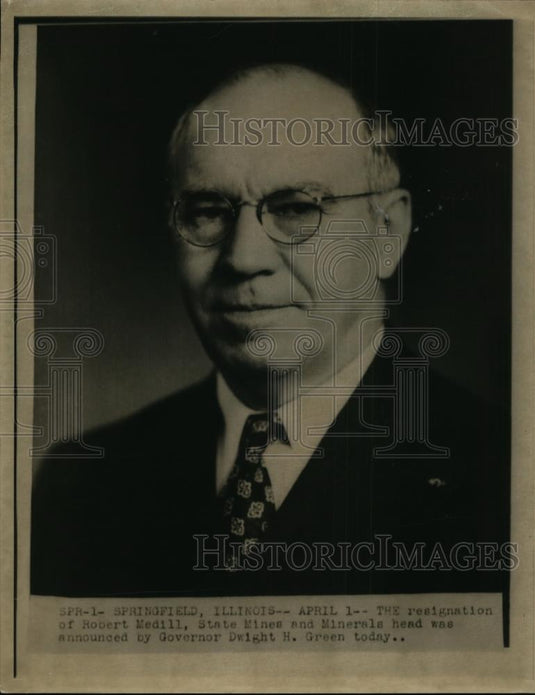 Press Photo Robert Medill resigns as State Mines & Minerals head in Illinois - Historic Images