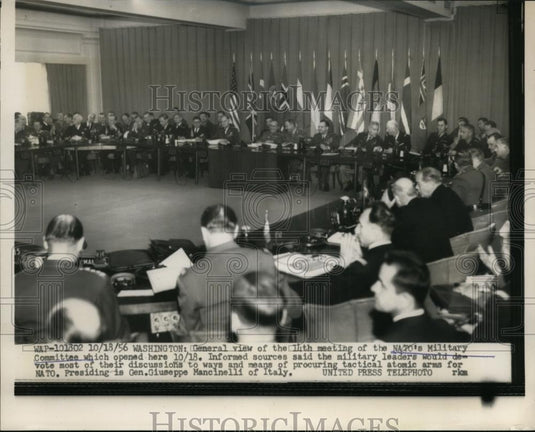 1956 Press Photo NATO Military Committee meeting in DC, Gen Giuseppe Mancinelli - Historic Images