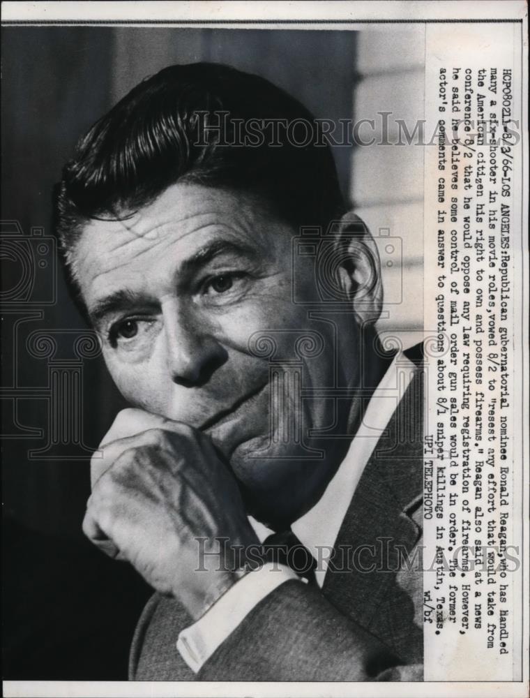 1966 Press Photo Roanld Reagan Republican Gubernatorial nominee for California - Historic Images