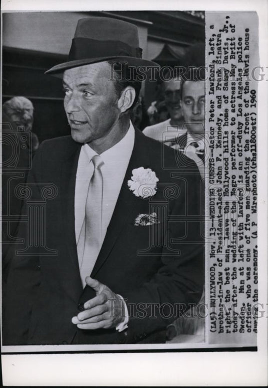 1960 Wire Photo Lawford & Sinatra leave the Hollywood after the wedding - Historic Images