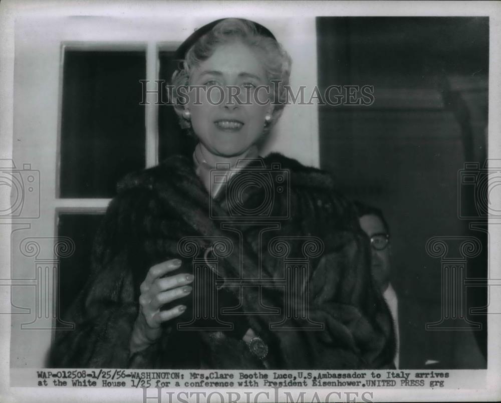 1956 Press Photo Mrs.Clare Boothe Luce, U.S. Amb.to Italy arrived at White House - Historic Images