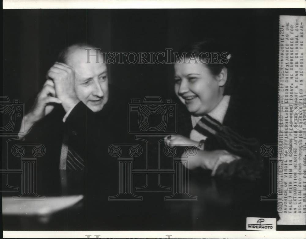 1956 Wire Photo Marjorie Daughter of Virgil H.Effinger Laughed Talking with Him - Historic Images