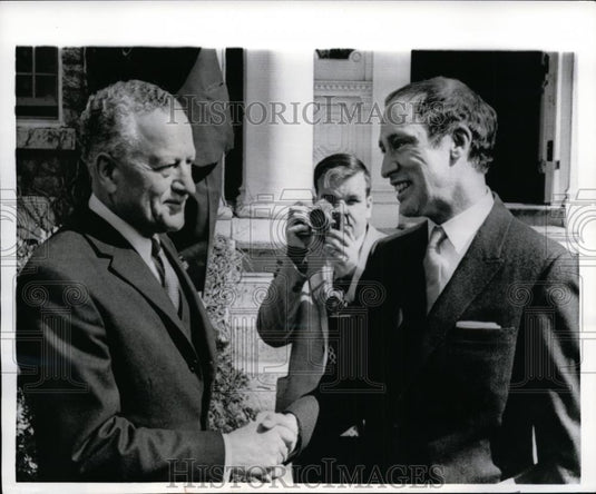 1968 Press Photo Canadian Prime Minister Pierre Trudeau & Gov Rolland Flichener - Historic Images