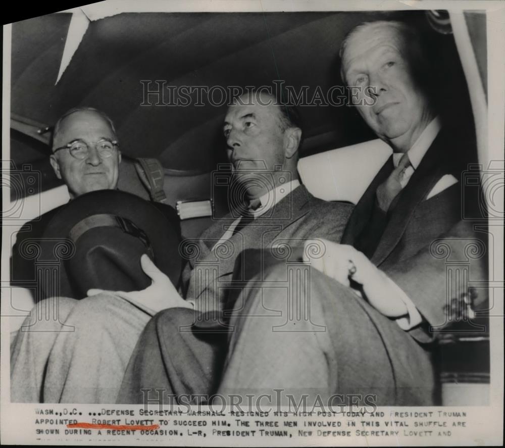 1951 Press Photo President Truman, Defense Secretary Robert Lovett - nee84156 - Historic Images