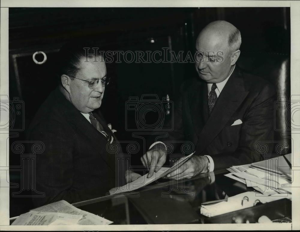 1936 Press Photo Postmaster General James Farley &amp; Assisstant WW Howes - Historic Images