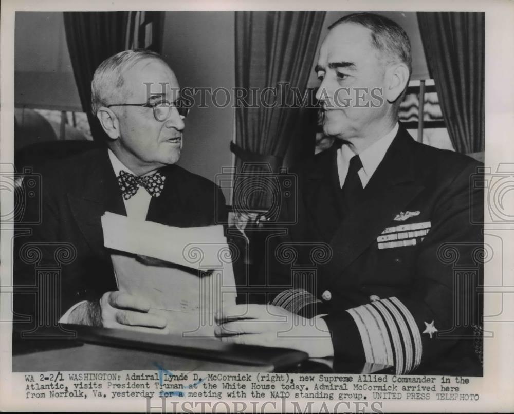 1952 Press Photo President Truman &amp; Admiral Lynde D McCormick in DC - nee84606 - Historic Images