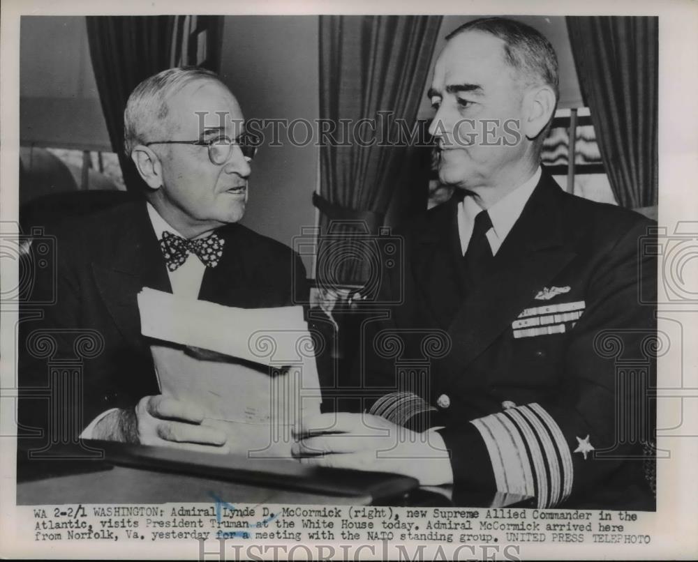1952 Press Photo President Truman & Admiral Lynde D McCormick in DC - nee84606 - Historic Images