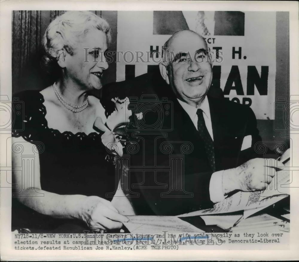 1950 Press Photo NY Senator & Mrs Herbert Lehman at campaign office - nee85748 - Historic Images