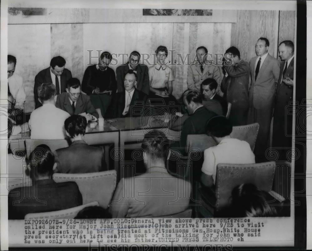 1955 Press Photo Press Conference for Maj.John Eisenhower at Fitzimons Gen.Hosp. - Historic Images