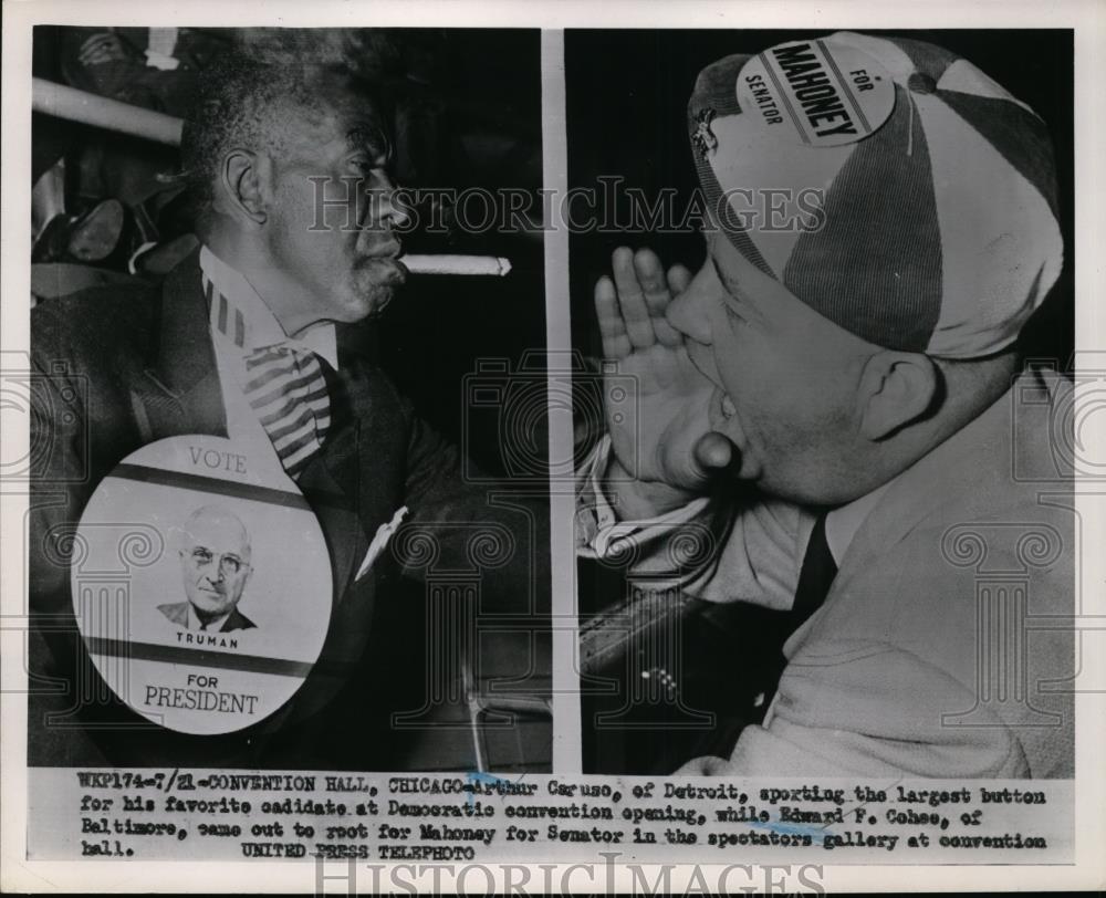 1952 Press Photo Arthur Caruso and Edward F Cohse at Democrat Convention Opening - Historic Images