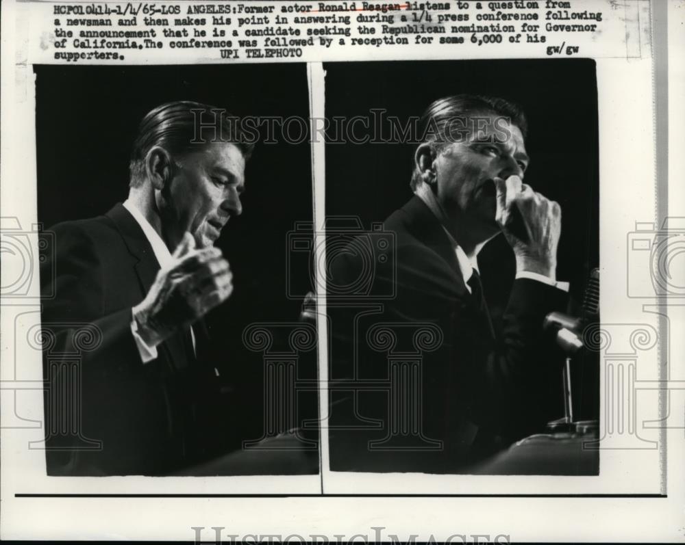 1965 Press Photo California Governor candidate Ronald Reagan in Los Angeles - Historic Images