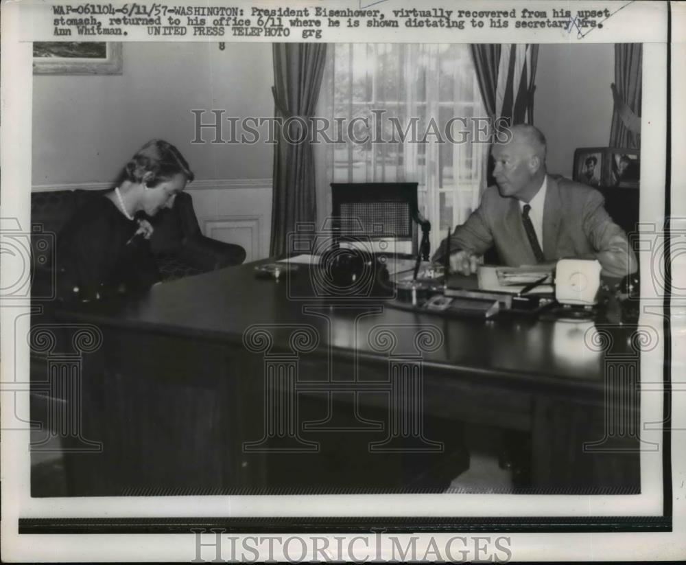 1957 Press Photo President Eisenhower &amp; secretary Mrs Ann Whitman in DC - Historic Images