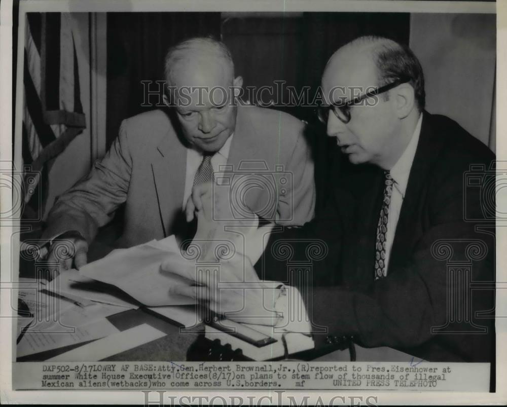 1953 Press Photo President Eisenhower & Attorney General Herbert Brownall Jr - Historic Images
