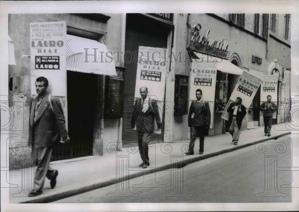 1956 Press Photo Rome Italy protestors want free speech at elections - nee86244 - Historic Images