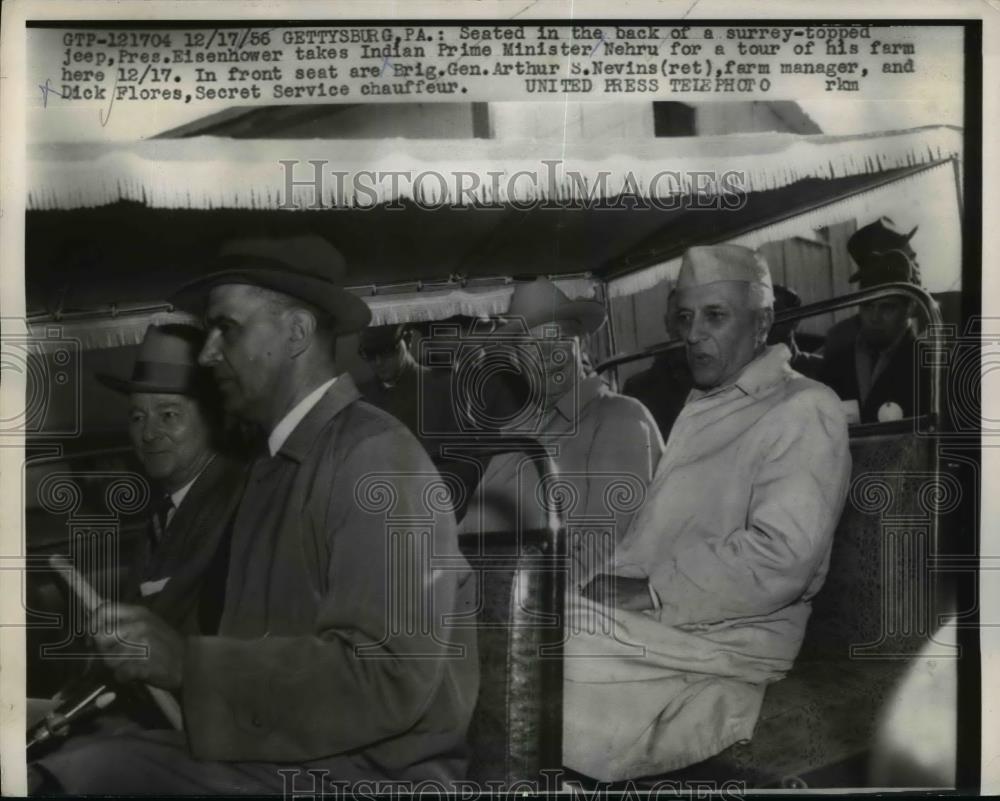 1956 Press Photo President Eisenhower &amp; India Prime Minister Nehru in PA - Historic Images