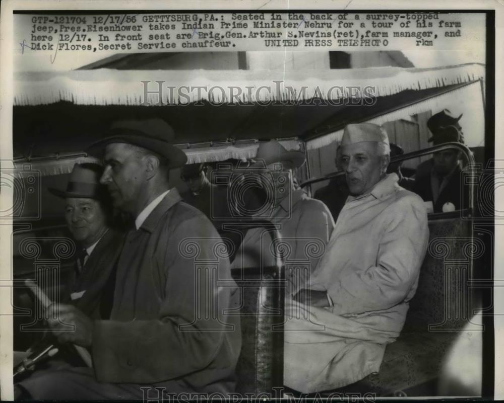 1956 Press Photo President Eisenhower & India Prime Minister Nehru in PA - Historic Images