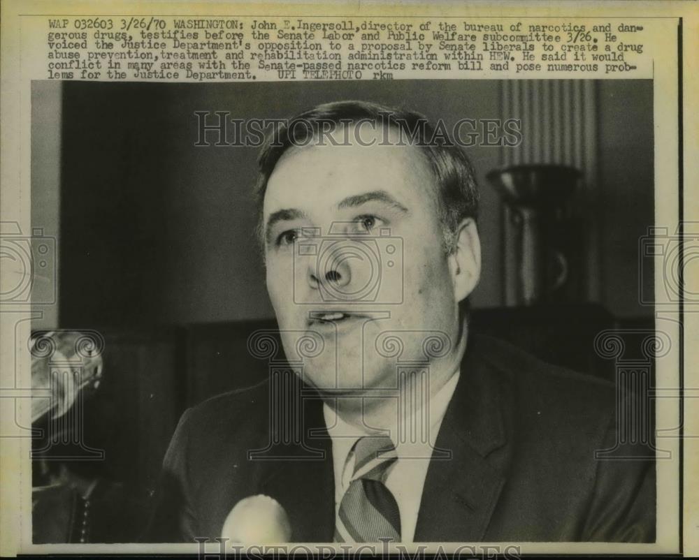 1970 Press Photo John E Ingersoll director bureau of narcotics &amp; drugs in DC - Historic Images