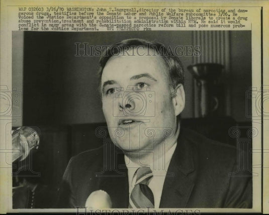 1970 Press Photo John E Ingersoll director bureau of narcotics & drugs in DC - Historic Images
