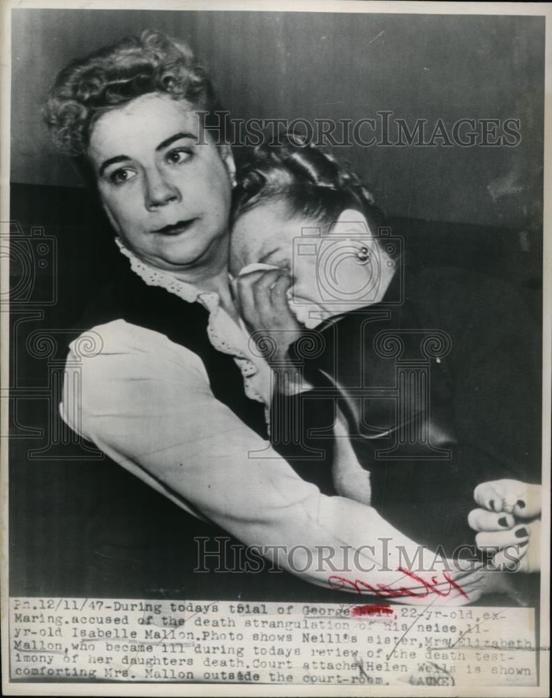 1947 Press Photo Mother of Isabelle Mallon died by stragulation by his Uncle. - Historic Images