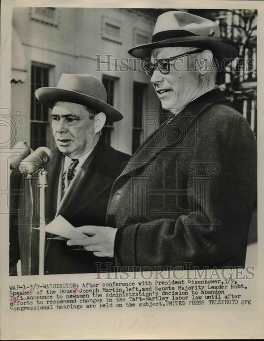 1953 Press Photo House Speaker Joseph Martin & Senate Majority leader Rbt Taft - Historic Images