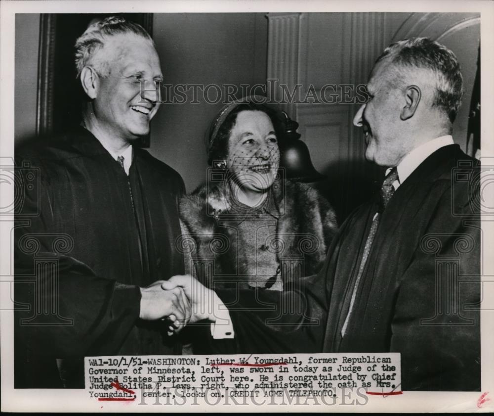 1951 Press Photo Luther Youngdahl ex MN Governor,Chief Judge B - nee88045 - Historic Images