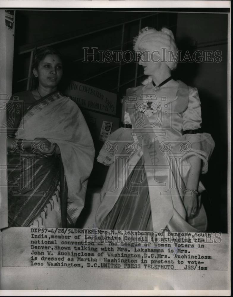 1954 Press Phot N.B.Laksharma of India attends League of Women Votesr in Denver - Historic Images