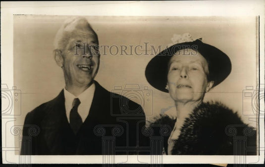 1939 Press Photo Admiral Harry E Yarnell & wife in San Francisco from China - Historic Images