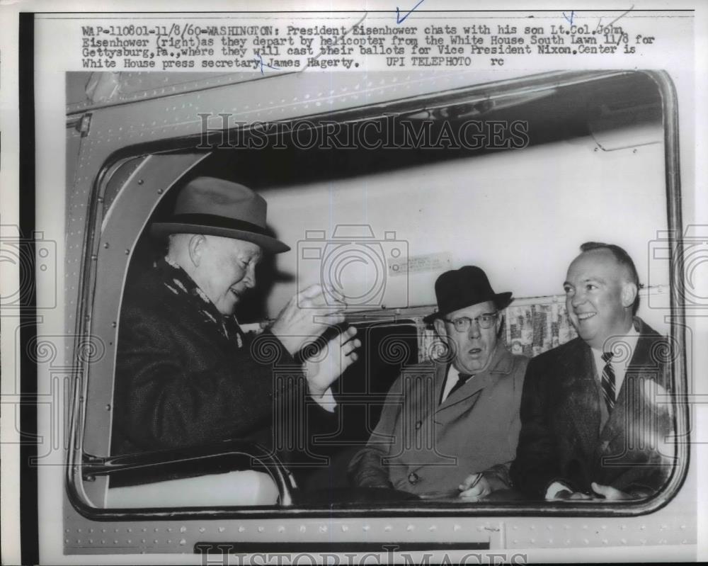 1960 Press Photo President Eisenhower, son Lt Col John Eisenhower - nee84180 - Historic Images