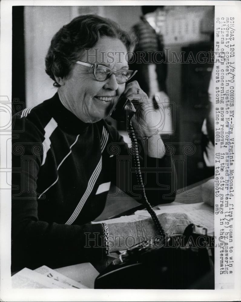 1970 Press Photo Virginia McDonald first woman to win Mayoralty contest in N.Y - Historic Images