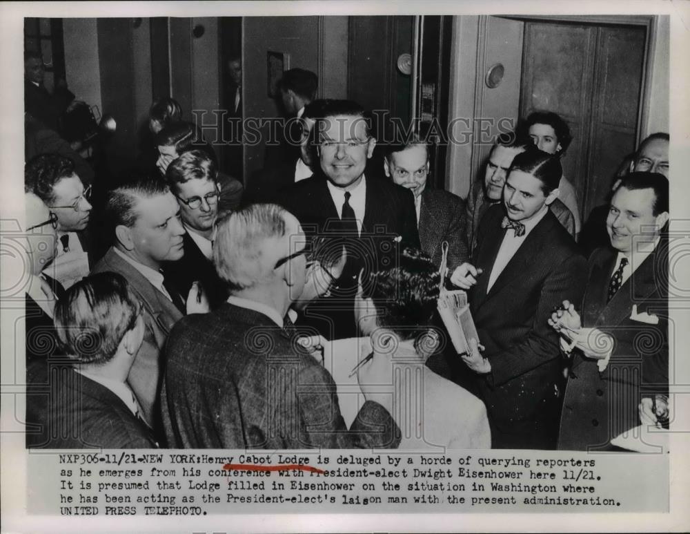 1952 Press Photo Senator Henry Cabot Lodge after meet with President Eisenhower - Historic Images
